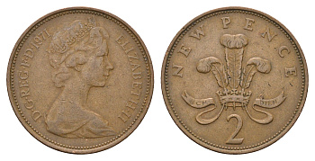 Великобритания 2 пенса 1971 Елизавета II (1952-2022) KM 916, Spink 4235 (C1) бронза 4637-1222