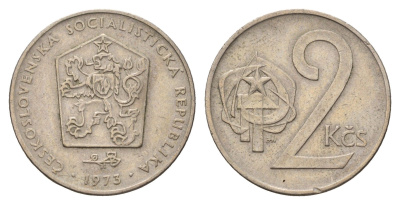 Чехословакия 2 кроны 1973 KM 75 медно-никель 4703-845