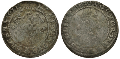 Силезия-Легница-Бжег 24 крейцера 1621 Георг Рудольф (1602-1653), вес 4,38 гр. Fr.u.S. 1625 серебро 1516-643