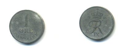 ДАНИЯ 1 ЭРЕ 1965 С; S, ФРЕДЕРИК IX (1947-1972) KM 839.2 цинк 176-715