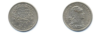 Португалия 50 сентаво 1968 KM 577 медно-никель 4379-1054