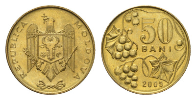 Молдавия (Молдова) 50 бань (бани) 2005 KM 10 сталь плакированная латунью UNC 4694-1118