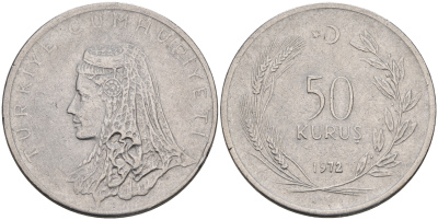 Турция 50 куруш 1972  KM 899 сталь 4595-316