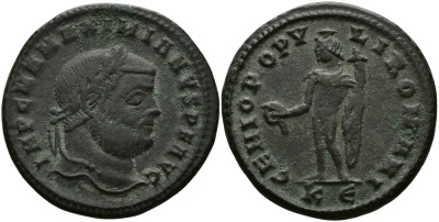 Римская Империя нуммий 294 - 295 Максимиан Геркулий GENIO POPVLI ROMANI Кизик Good Very fine RIC 8b бронза 1073-7-45