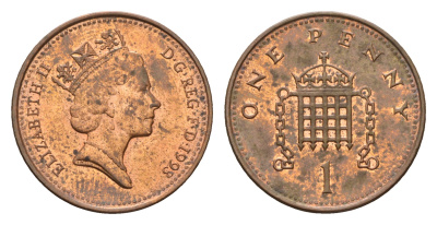 Великобритания 1 пенни 1993 Елизавета II (1952-2022) KM 935a, Spink 4391 (B4) сталь плакированная медью 4681-455