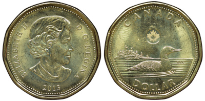 Канада 1 доллар 2013 утка, Елизавета II (1952-) KM NEW никель плакированый бронзой UNC 4605-652