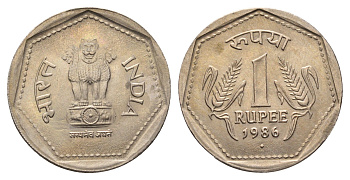 Индия 1 рупия 1986 KM 79.1 медно-никель UNC 4688-1245