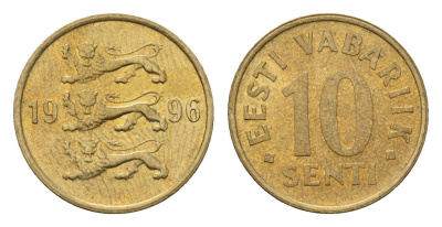 Эстония 10 сентов 1996 KM 22 латунь UNC 4696-144