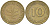 ФРГ 10 ПФЕННИГОВ 1950 G KM 108, J. 383 сталь плакированная латунью 4182-743