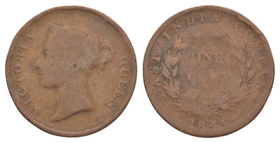 Стрейтс Сетлментс 1 цент 1845 Виктория (1837-1901) KM 3 медь 4642-421