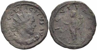 Римская Империя аврелианиан 275 Тацит AEQVITAS AVG Лугдун Very fine RIC 14 бронза 1073-16-116