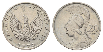 Греция 20 драхм 1973 год-тип KM 112 медно-никель 4692-315