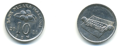 Малайзия 10 сенов 2011 цветок KM 51 медно-никель 3999-617