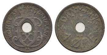 Дания 1 эре 1936 N, Кристиан X (1912-1947) KM 826 бронза 4701-613