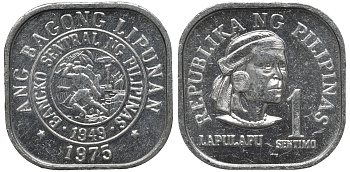 Филиппины 1 сентимо 1975 вождь острова Мактан Лапу-Лапу KM 205 алюминий UNC 192-333