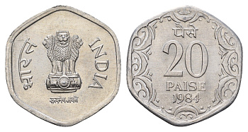 Индия 20 пайс 1984 KM 44 алюминий UNC 4688-1212