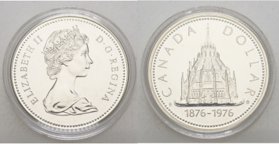 Канада 1 доллар 1976 100 лет библиотеке Парламента (1876-1976) KM 106 серебро UNC 1076-2-23