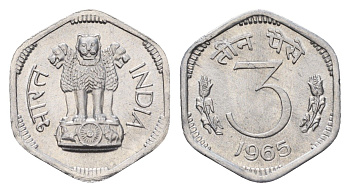 Индия 3 пайса 1965 KM 14.1 алюминий UNC 4690-129