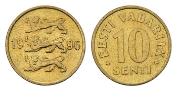 Эстония 10 сентов 1996 KM 22 латунь UNC 4696-145