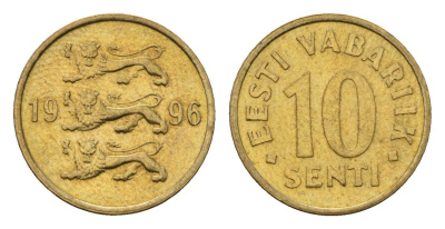 Эстония 10 сентов 1996 KM 22 латунь UNC 4696-145