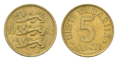 Эстония 5 сентов 1992 KM 21 латунь UNC 4694-1265
