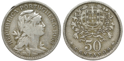 Португалия 50 сентаво 1953 KM 577 медно-никель 51-3422