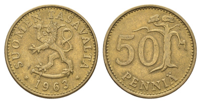 Финляндия 50 пенни 1963 KM 48 алюминиевая бронза 4646-626