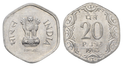 Индия 20 пайс 1983 KM 44 алюминий UNC 4688-1157