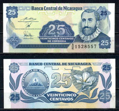 Никарагуа 25 сентаво ND (1991) Франсиско Эрнандес де Кордоба Pick 170 a (2) бумага UNC (пресс) 2192-40-2-2