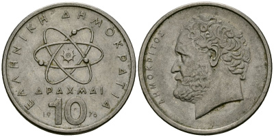 Греция 10 драхм 1976 Демокрит KM 119 медно-никель 4138-744