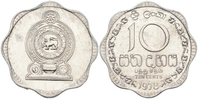 Цейлон 10 центов 1978 KM 140 a алюминий 4586-321