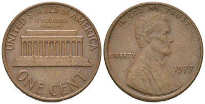 США 1 цент 1977 KM 201 медь цинк 4580-711