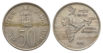 Индия 50 пайс 1982 Национальное объединение KM 64 медно-никель 4688-1216