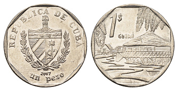 Куба 1 песо 2007 хижины Гуама KM 579.2 сталь плакированная никелем 4698-847