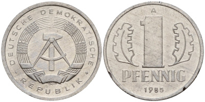 ГДР 1 пфенниг 1985 A KM 8.2 алюминий 192-255