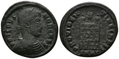 Римская Империя нуммий 324 - 325 Крисп PROVIDENTIAE CAESS Гераклея Very fine (степень редкости R4) RIC 75 бронза 1073-6-54