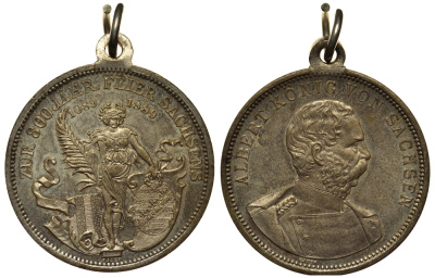 ГЕРМАНИЯ МЕДАЛЬ 1889 800 ЛЕТ САКСОНИИ, 27 мм, 9,94 гр PROOF 4044-632