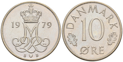 Дания 10 эре 1979 B; B, Маргрете II (1972-) KM 860.2 медно-никель    4596-324