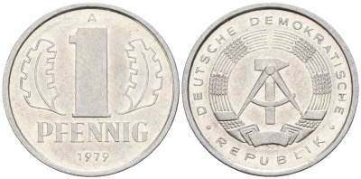 ГДР 1 пфеннииг 1979 A KM 8.2 алюминий 4596-552