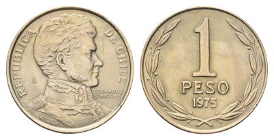Чили 1 песо 1975 год-тип KM 207 медно-никель aUNC 4688-334